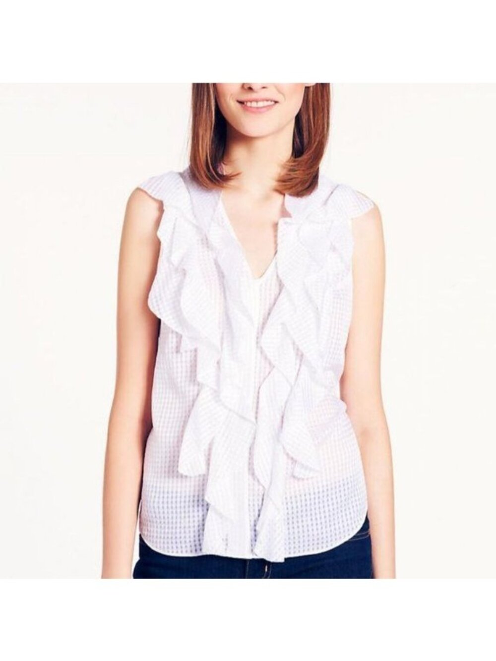 Kate Spade Julee Top Medium Ruffled Button Front Semi Sheer White Victorian Y2K